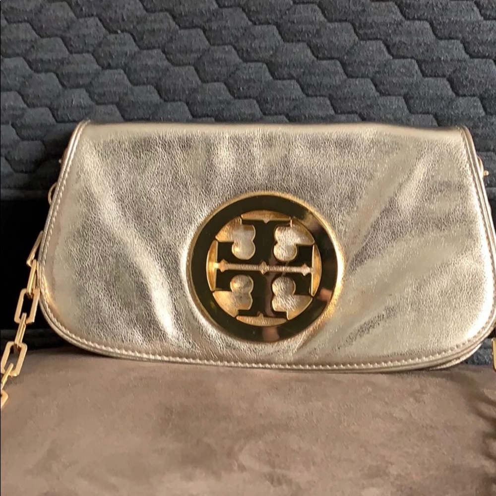 Tory Burch gold cross body with chain handle